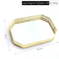 Rectangular gold metal mirrored tray for jewelry and cosmetics storage, 28.5x20cm size - Large Tray - Rectangle