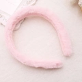 Cute plush light pink headband for women with soft faux fur texture and U-shaped design - Pink (Faux Rabbit Fur)