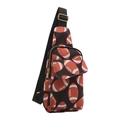 Borsa a tracolla da donna in nylon con stampa di football arancione e bianco e cinturino - Stile Rugby
