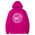 Men's bright fuchsia hoodie with white alligator graphic print and kangaroo pocket - Rose Red