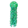 Lanterna di carta a medusa verde con adesivi natalizi e nappe olografiche pendenti - Verde Natale