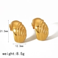 18k vergoldete klobige gerippte Creolen für Damen mit Größenangaben im Bild - Goldene Gerippte C-Förmige Stil (TE6674) / 18K Gold