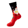 Weihnachtssocken mit Weihnachtsmann und Baum-Mustern in Rot und Schwarz aus Baumwollmix - Stil 3 (Rot-Schwarzer Weihnachtsmann)