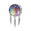 Dreamcatcher charm in S925 sterling silver with iridescent fish scales and feathers - SCC1985 / Dreamcatcher (Purple/Blue)