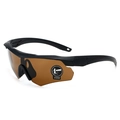 Tactical safety goggles with amber explosion-proof lenses and matte black frame - Black Frame Tea Lens