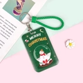 Grüne Weihnachts-Kartenhülle mit Schneemann-Motiv und geflochtenem Leder-Schlüsselanhänger - Grünes Gitter Schneemannkugel / Grünes eingefasstes Lederseil