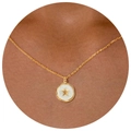 Gold necklace with irregular pendant featuring white shell inlay and gold star motif - Starfish Necklace 5