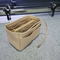 Beige felt organizer insert with multiple compartments and detachable strap - Beige; 21*11*13cm Center Zipper Style