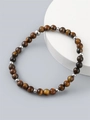Elegant 6mm tiger eye stone beaded bracelet for men on a minimalist white display stand - 6mm Tiger Eye Beaded Bracelet (ML-X00002)