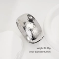Detailed view of silver hammered texture wide bangle bracelet with minimalist aesthetic - Vintage Hammered Silver Wide Cuff (SL228) / Silver