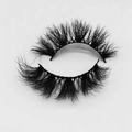 Close-up of thick fluffy black false eyelashes with a natural soft mink-like finish - D57