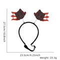 Detailed view of Halloween pet headband with glitter devil tridents and size markings - Cat Trident