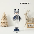 Blue plaid plush snowman doll with knitted hat and scarf Christmas figurine 51cm - Double Ball Hat Telescopic Snowman (Small)