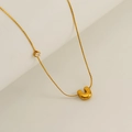 Gold plated titanium necklace with chunky letter U pendant and sparkling zircon stone - Letter U