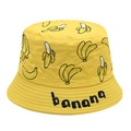 Dettaglio del cappello da sole giallo in cotone con stampe di banane e logo distintivo - 54cm (3-8 anni) / Giallo
