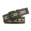 Unisex-Gürtel aus dunkelgrünem Canvas mit beigen Streifen und mattschwarzer Schnalle - 120cmx3.8cm / Armeegrün Gestreift