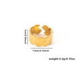 Detailed size chart showing 1cm height and 1.9cm width of gold starry hollow ring - Adjustable Open / Woven Rhombus Texture Ring (TYGR0072)