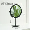Minimalist black metal desktop vanity mirror with a sturdy circular base and round frame - High-foot Style-Black
