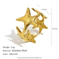 Starfish shaped open ring in 18K gold plated stainless steel for a minimalist look - Starfish Open Ring - Gold