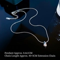 Macro detail of silver-tone teardrop pendant with adjustable snake chain necklace - Titanium Steel / Silver (K106)