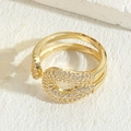 Luxurious 14K gold plated open ring with sparkling zircon in a vintage royal style - Full Zirconia Style (JZ0236)
