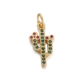 18K gold plated cactus pendant with green and red crystals for jewelry making - Red and Green Zirconia Cactus