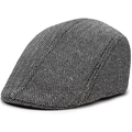 Close-up detail of the textured herringbone tweed fabric and stitching on the newsboy cap - One Size 58cm / Twill Gray