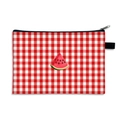 Waterproof red plaid storage bag with cartoon watermelon print and black zipper - 07-Watermelon Red White Plaid