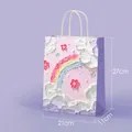 Cloud and rainbow oil painting style gift paper bag with white handles 21x11x27cm - Cloud Sea Rainbow / 21*11*27cm