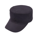 Classic black cotton canvas cadet cap with a flat top and reinforced stitched brim - Grey Black