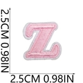 Pink embroidered letter Z patch with white border and 2.5cm size dimension line - Z (Pink)