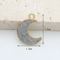 Colgante de luna creciente dorada con purpurina gris para manualidades de joyería DIY - Luna de Purpurina Blanco Plata