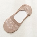 Socquettes dentelle kaki respirantes avec silicone antidérapant pour chaussures basses - Taille unique / Café (Style Dentelle)