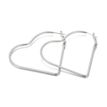 Polished silver heart-shaped hoop earrings with twisted rope texture in stainless steel - 55mm Steel Color