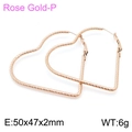 Large rose gold heart hoop earrings with textured finish on a clean white background - 50x47x2mm / Rose Gold