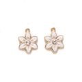 Detail of white enamel flower charm with golden border and central sparkling rhinestone - White