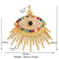 Golden Evil Eye pendant with blue zircon center and colorful eyelash details - Teal