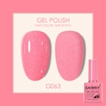 Pink glitter gel polish bottle and nail swatches G063 for UV LED manicures - Glitter Pink (063)