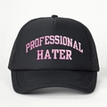 Cappellino trucker nero con ricamo Professional Hater rosa e retro in rete - Nero