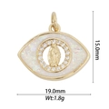 Detail view of 18k gold plated eye-shaped pendant with Virgin Mary and opal inlay - DZ-947/Eye Shaped White Opal Virgin Mary