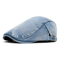 Lichtblauwe gewassen denim platte pet met vintage textuur en metalen gesp - Lichtblauw