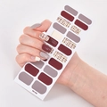 Self-adhesive waterproof nail wraps SS-036 featuring burgundy and gold plaid patterns - Wine Red Grey Purple Plaid Gold Glitter Style (SS-036)