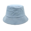 Detailed macro view of light blue denim fabric texture on a casual bucket sun hat - M(56-58cm) / Light Blue