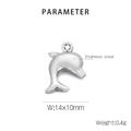 Polished silver stainless steel dolphin pendant, 14x10mm minimalist ocean charm accessory - 14x10mm Dolphin Style (KLJ6936-Z)