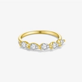 Minimalist gold S925 silver ring featuring five pear-cut zircon stones in a row - US 6 / 349-5-Stone Pear Cut / 18K Gold