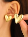 Elegant gold-plated heart-shaped stud earrings featuring a minimalist C-hoop design - 14K Gold (7355)