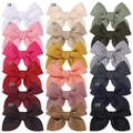 Set of 18 colorful 3.3-inch jacquard fabric bow hair clips in a grid display - 18 Colors Mixed Pack