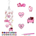 DIY Valentine's Day diamond painting wind chime kit with pink gnome and heart designs - Pink Car Gnome Cake Style