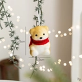 Miniature beige bear Christmas ornament with red scarf, height 9cm and weight 7g - Brown Bear
