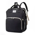 Multifunctional black foldable diaper backpack with adjustable straps and front pocket - Dark Gray Basic